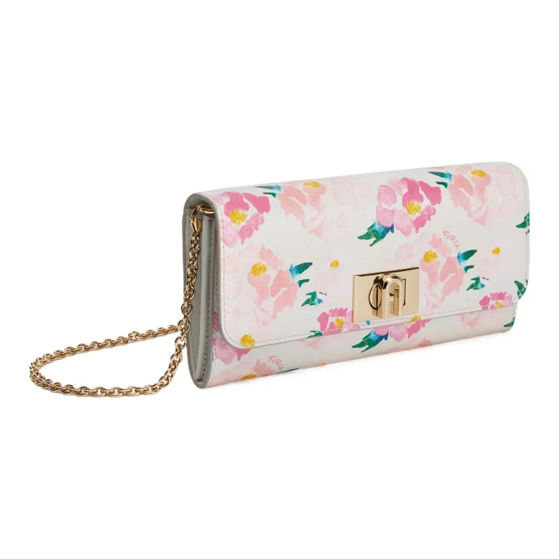 Furla 1927 Collection Leather Shoulder Bag Crossbody Bag Wallets Extra Large Women's White & Pink-1