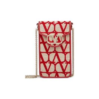 Valentino Locò Cotton Cell Phone Pouch Women's Beige/Red