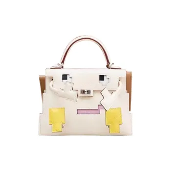 HERMES Kelly Doll Epsom Calfskin Handbag Regular Women's Cream White/Lemon Yellow/Marigold Purple/Milk Tea Brown