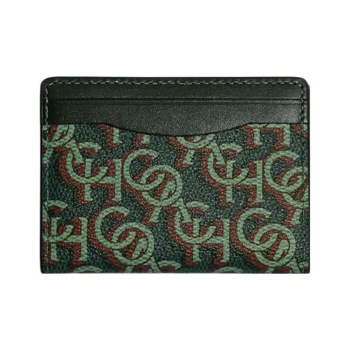 COACH Card Case Coated Canvas With Calfskin Card Holder Mini Women's Amazon Green