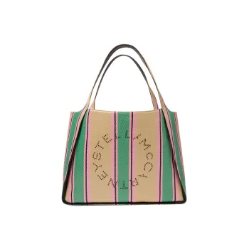 Stella McCartney Striped Logo Embellished Tote Bag