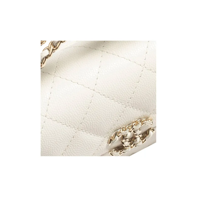 CHANEL 23P SS Calfskin Flap Bag, Clutch, Shoulder Bag, Crossbody Bag, Handbag Women's White-3