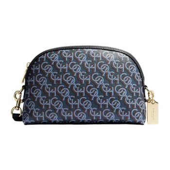 COACH Canvas With Leather Shoulder Bag, Crossbody Bag Medium Size Women's Marine Blue
