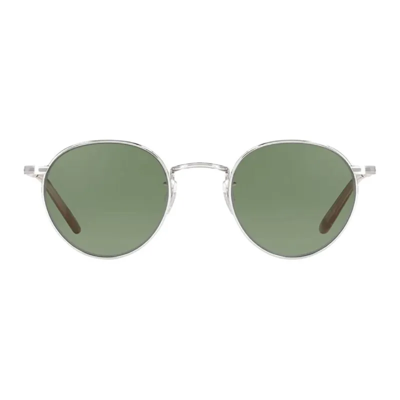 GARRETT LEIGHT Metal Frame Oval Sunglass Unisex Silver/Green-1