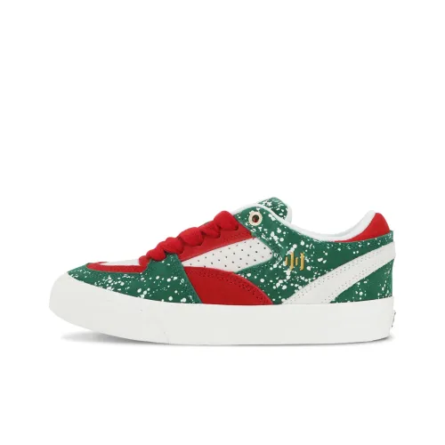 Ollieskate Skateboard Shoes Unisex Low-Top Red And Green Patchwork