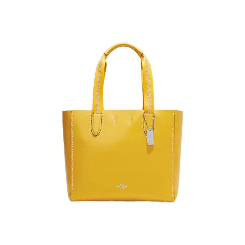 COACH Derby Pebbled Leather Tote Bag Shopping Bag Shoulder Bag Handbag Large Size Women's Canary Yellow-0