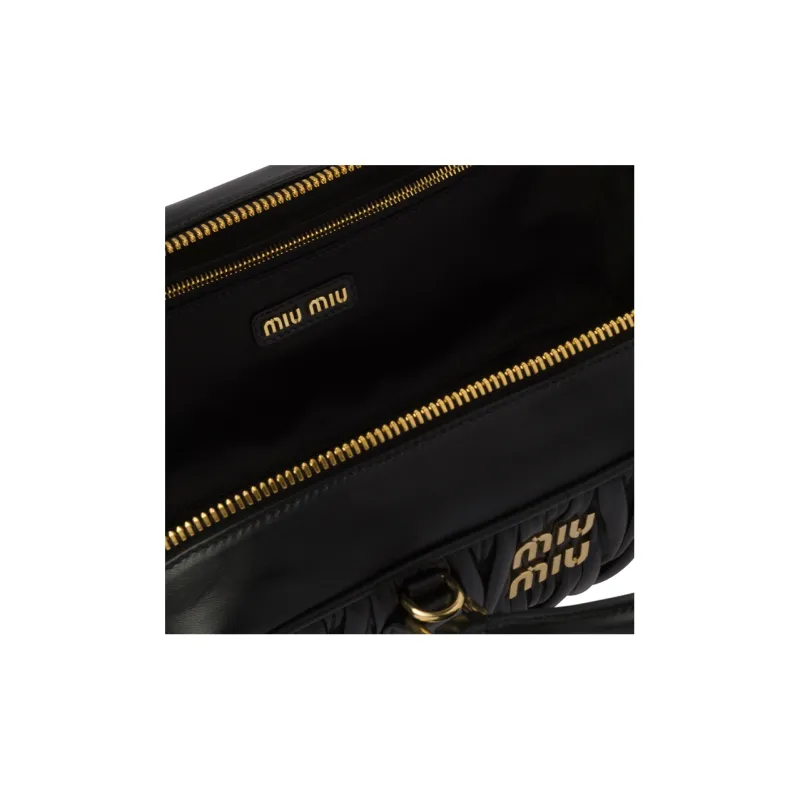 MIU MIU Matelassé Soft Sheep Leather Shoulder Bag, Crossbody Bag, Handbag Women's Black-3