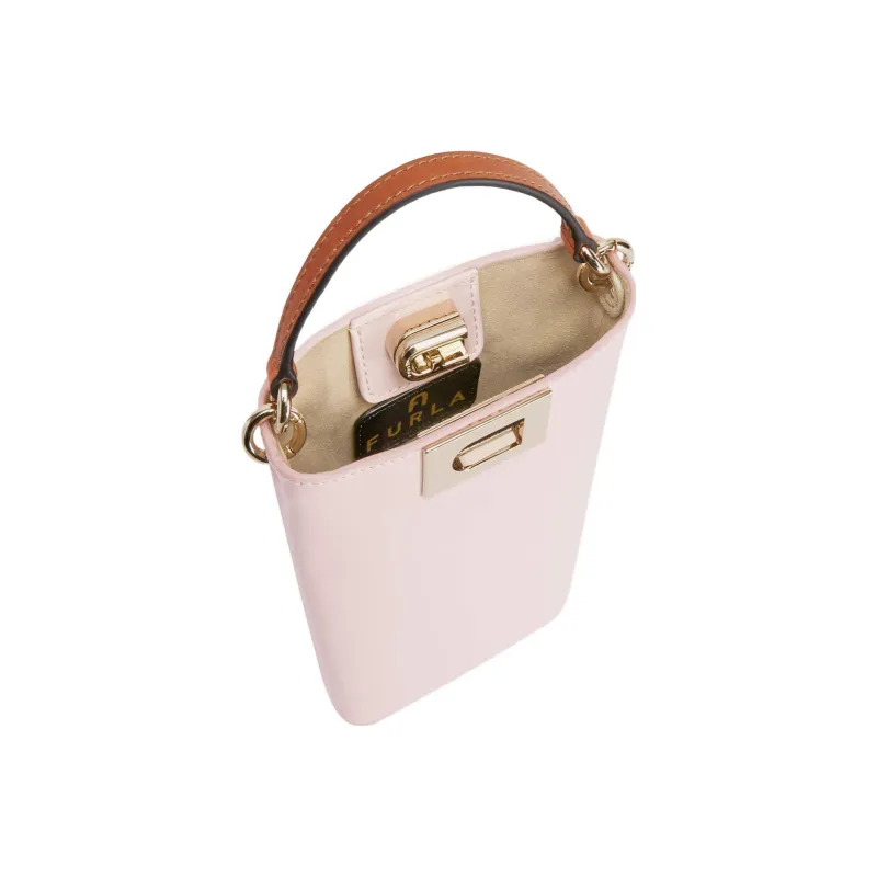 Furla 1927 Collection Calfskin Cell Phone Pouch Handbag Shoulder Bag Crossbody Bag Mini Women's Cherry Blossom Pink-3