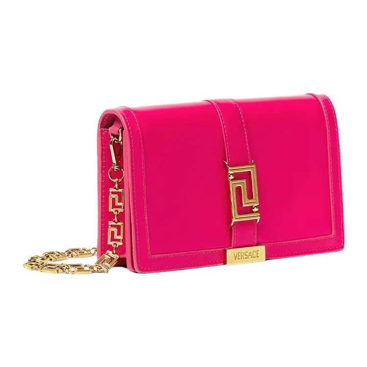 VERSACE Greca Goddess Cow Leather With Lambskin Trim One Shoulder Crossbody Clutches Mini Women's Pink-1