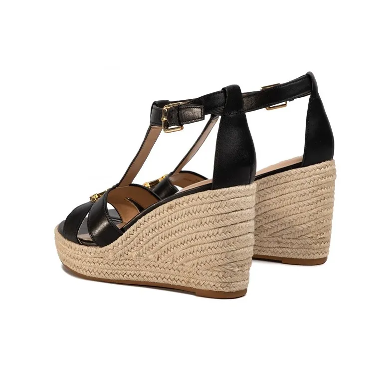Polo Ralph Lauren One Strap Sandals 10cm Women's Black Beige-3