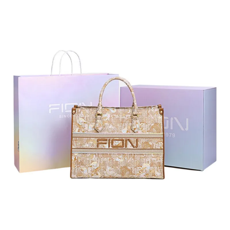 FION Fabric Tote Bag, Shopping Bag, Shoulder Bag, Handbag Tubas Women's Khaki-0