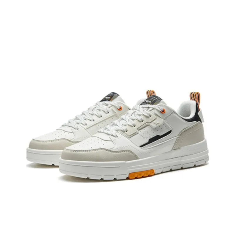 XTEP Anti Slip Wear Resistant Low Top Skateboard Shoes Milk Tea White-2