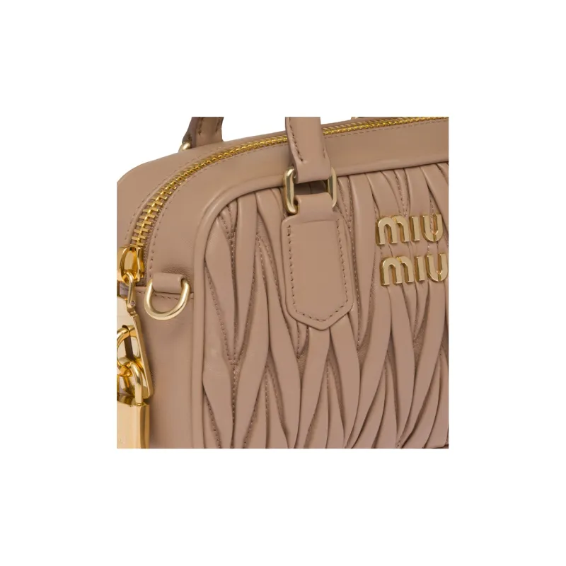 MIU MIU Arcadie Series Leather Shoulder Bag, Crossbody Bag, Handbag Trumpets Women's Camel-3