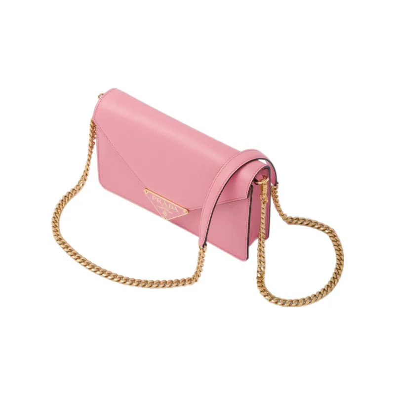 PRADA Saffiano Leather Crossbody Bag, Shoulder Bag Women's Pink-2