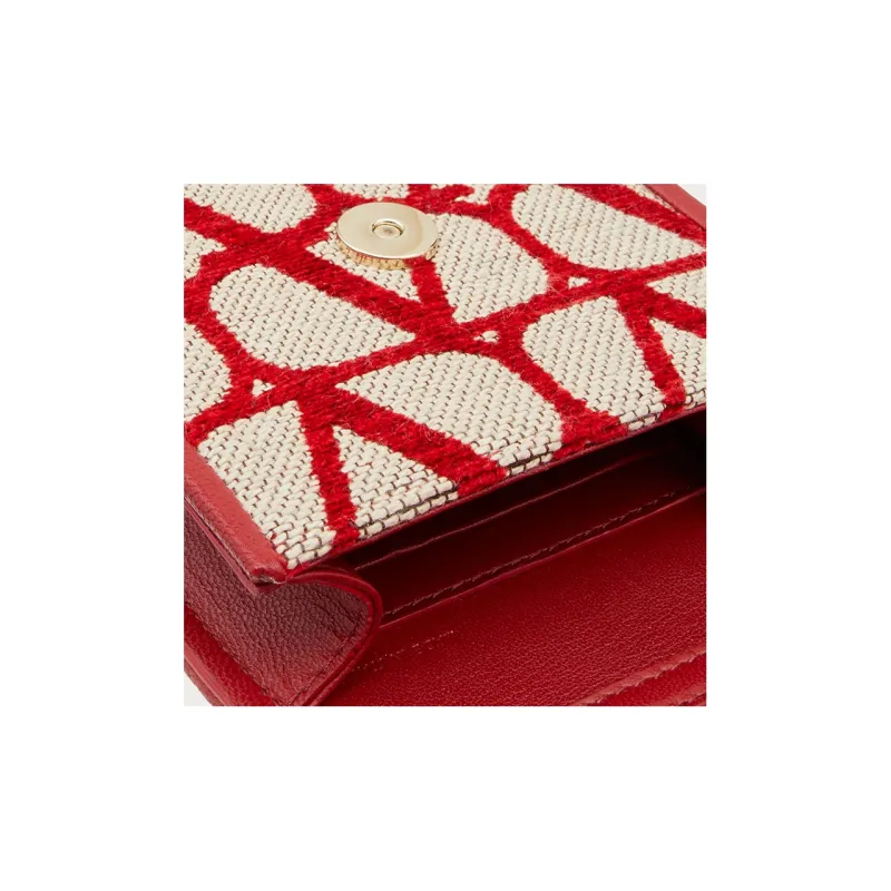 Valentino Locò Cotton Cell Phone Pouch Women's Beige/Red-5