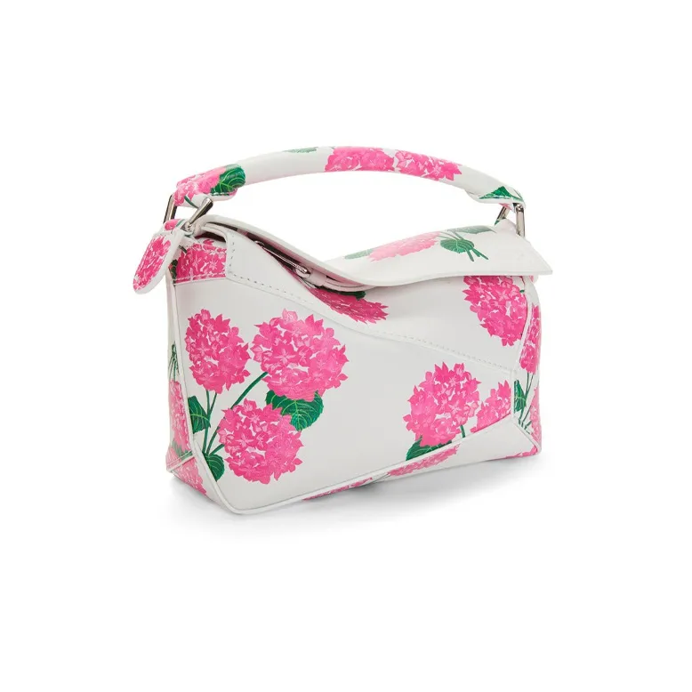 LOEWE Puzzle Satin Calfskin Shoulder Bag Crossbody Bag Handbag Mini Women's Pink/White-1