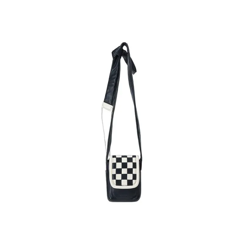 ADER ERROR Sheepskin Tote Shoulder Bag, Crossbody Bag Mini Unisex Black White Patchwork-1