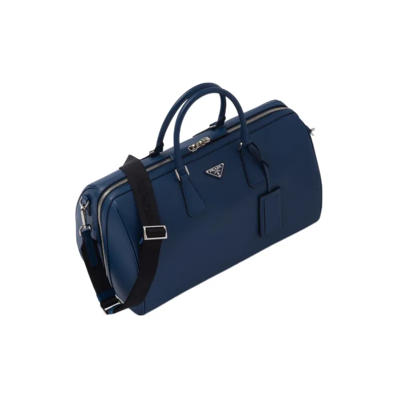 PRADA Symbol Cross-Stitch Leather Handbag Shoulder Bag Crossbody Bag Travel Bag Men's-1