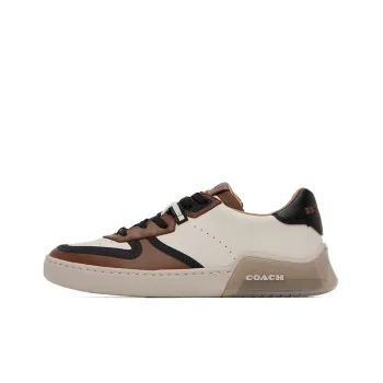COACH Court Stylish Skateboarding Shoes Men's Beige Brown