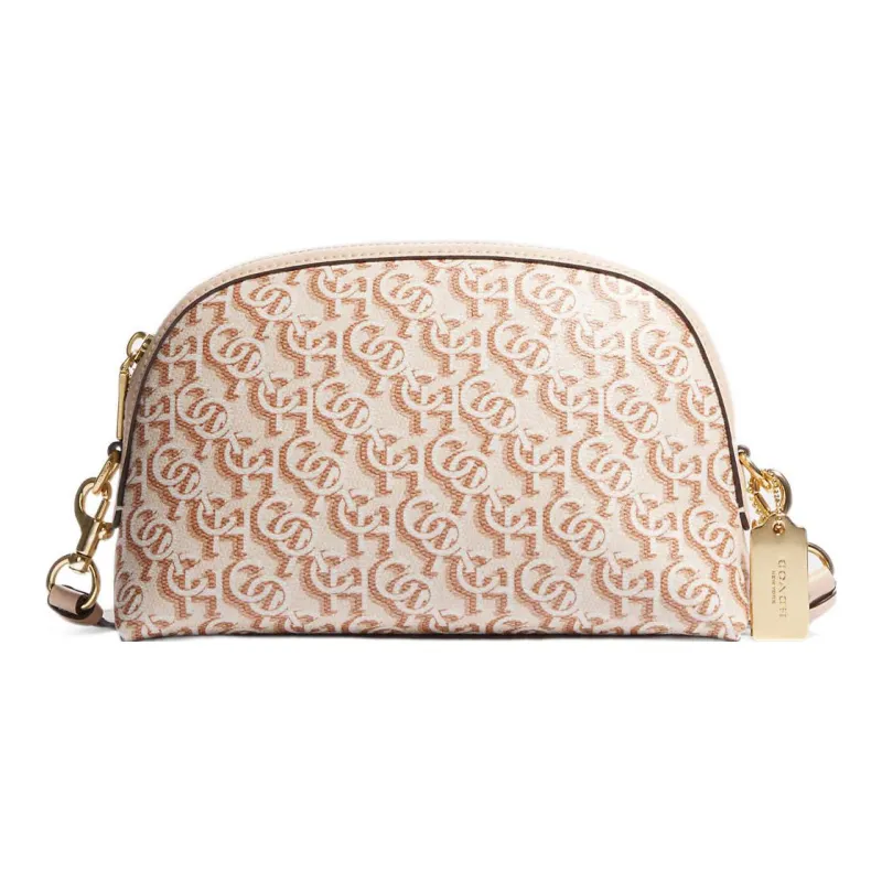COACH Canvas With Leather Shoulder Bag, Crossbody Bag Medium Size Women's Chalk White-0