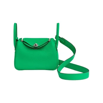 HERMES Lindy Clemence Bullock Leather Handbag, Shoulder Bag, Crossbody Bag Mini Women's 0Z Vert Comics Comic Green