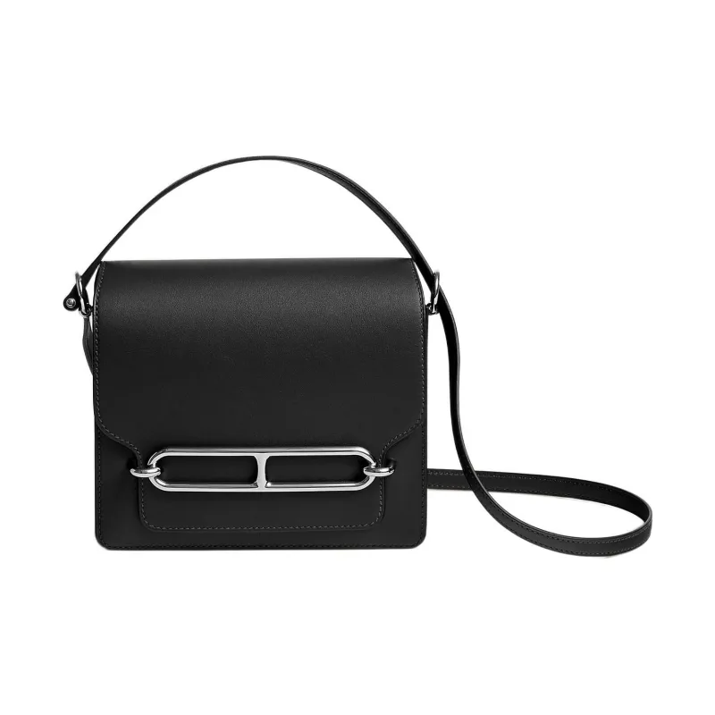 HERMES Roulis Swift Calfskin Pig Nose Bag Handbag Shoulder Bag Crossbody Bag Mini Women's Noir Black-0