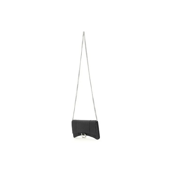 Balenciaga Hourglass Polyester Shoulder Bag Crossbody Bag Wallets Extra Small Women's Black-3