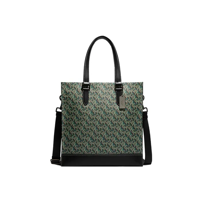 COACH Graham Coated Canvas With Calfskin Shoulder Bag, Crossbody Bag, Handbag Large Size Women's Amazon Green-0