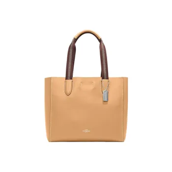 COACH Derby Pebbled Leather Tote Bag, Shopping Bag, Shoulder Bag, Handbag Tubas Women's Latte Yellow