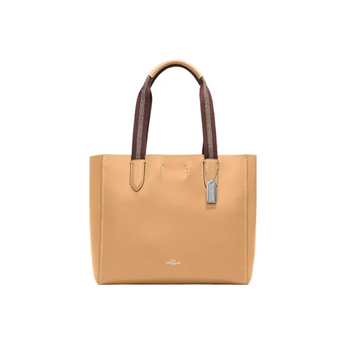 COACH Derby Pebbled Leather Tote Bag, Shopping Bag, Shoulder Bag, Handbag Tubas Women's Latte Yellow