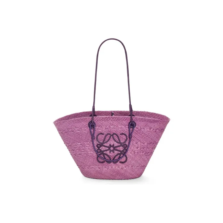 LOEWE Anagram Iraci Palm With Calfskin Handbag, Shoulder Bag Women's Purple-0