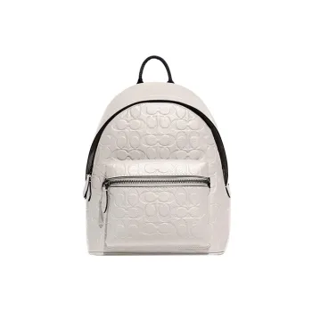 COACH Pebbled Leather Backpack Medium Size Women's White