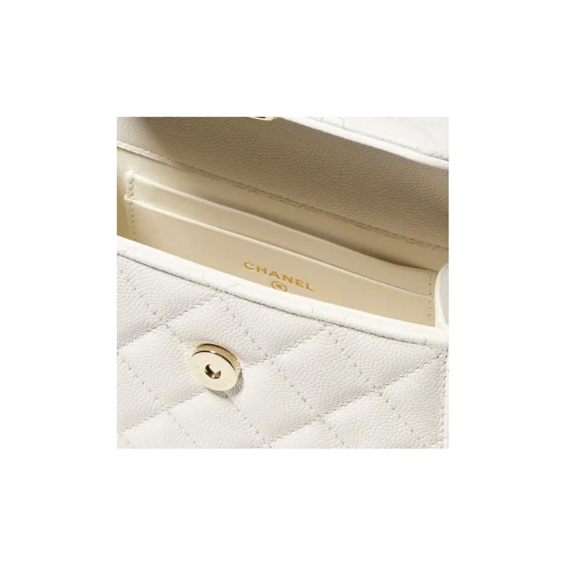CHANEL 23P SS Calfskin Flap Bag, Clutch, Shoulder Bag, Crossbody Bag, Handbag Women's White-2