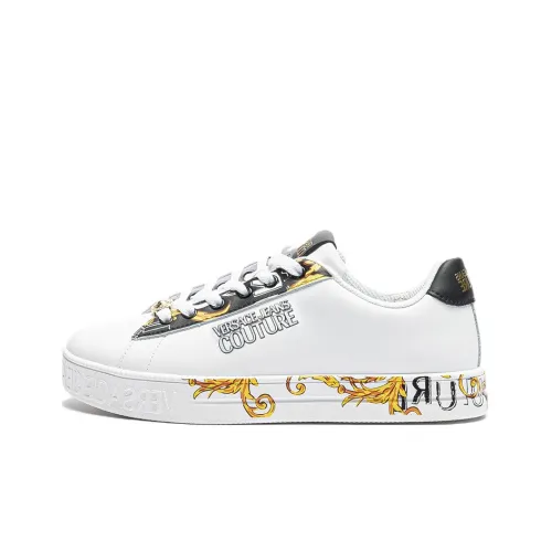 VERSACE JEANS Couture Skateboard Shoes Women's Low-Top White/Yellow