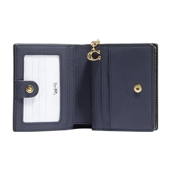 COACH Snap Wallet Coated Canvas With Leather Wallet Women's Green-1