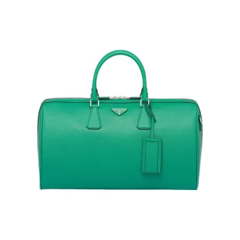PRADA Symbol Cross-Stitch Leather Handbag Shoulder Bag Crossbody Bag Travel Bag Regular Men's Green