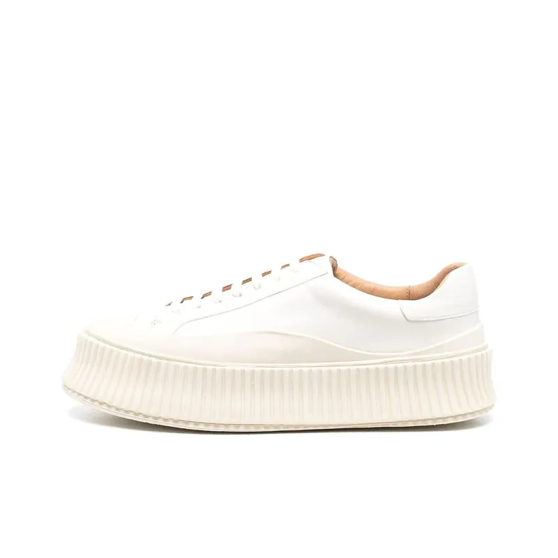 JIL SANDER Leather Flatform Sneakers-0
