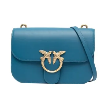 PINKO Calfskin Shoulder Bag, Crossbody Bag Women's Blue
