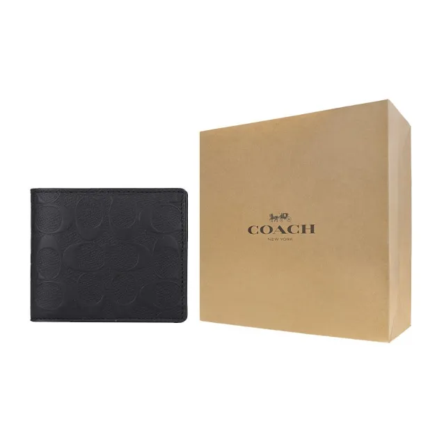 COACH 3 IN 1 Wallet Cross Grain Cow Leather Wallet Men's Black-11