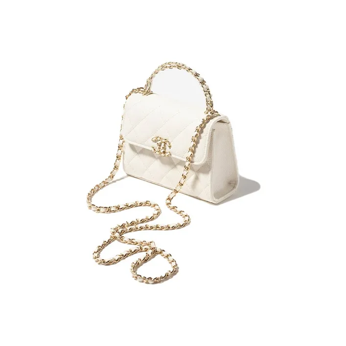 CHANEL 23P SS Calfskin Flap Bag, Clutch, Shoulder Bag, Crossbody Bag, Handbag Women's White-1