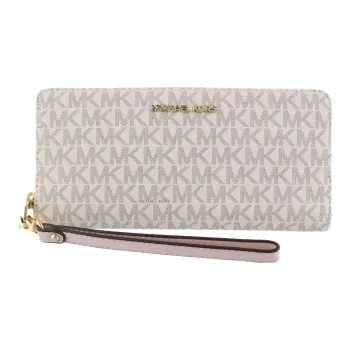 MICHAEL KORS Coated Canvas Wallet Women's Beige & Pink