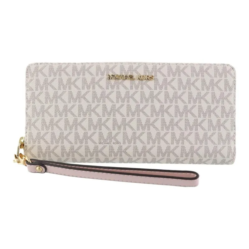 MICHAEL KORS Coated Canvas Wallet Women's Beige & Pink-0