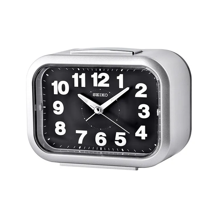 SEIKO Sweeping Seconds Movement Resin Alarm Clock Unisex Black-1