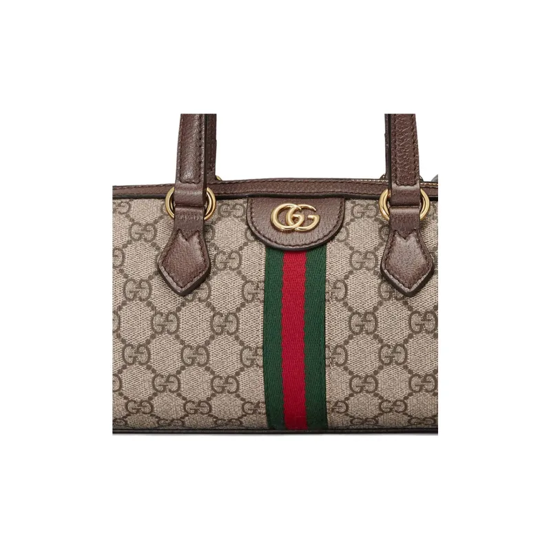 GUCCI Canvas With Leather Boston Bag, Shoulder Bag, Crossbody Bag, Handbag Trumpets Women's Brown-7