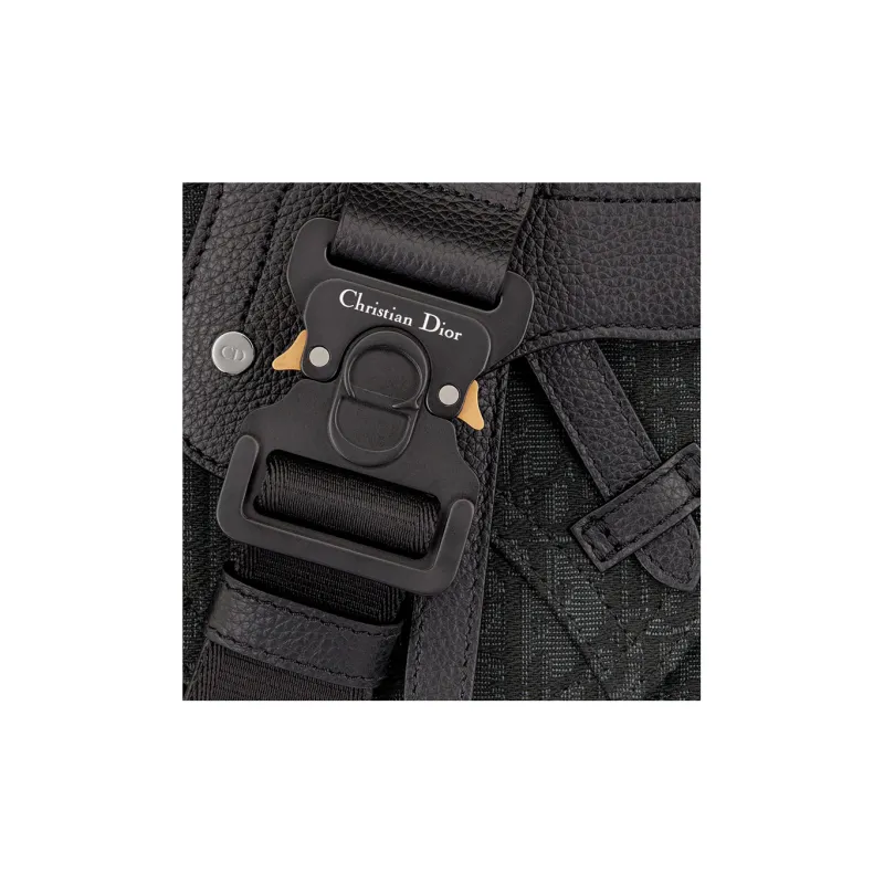 DIOR Jacquard Canvas Saddle Bag, Fanny Pack, Sling Bag, Canvas Bag, Shoulder Bag, Crossbody Bag Men's Black-4