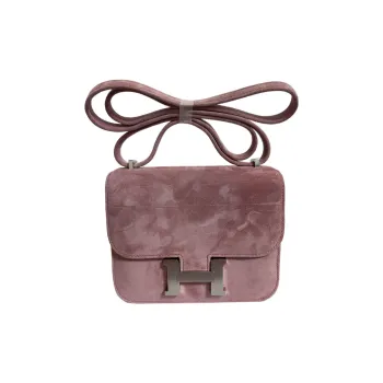 HERMES Constance Suede Shoulder Bag, Crossbody Bag Mini Women's 5T Rose