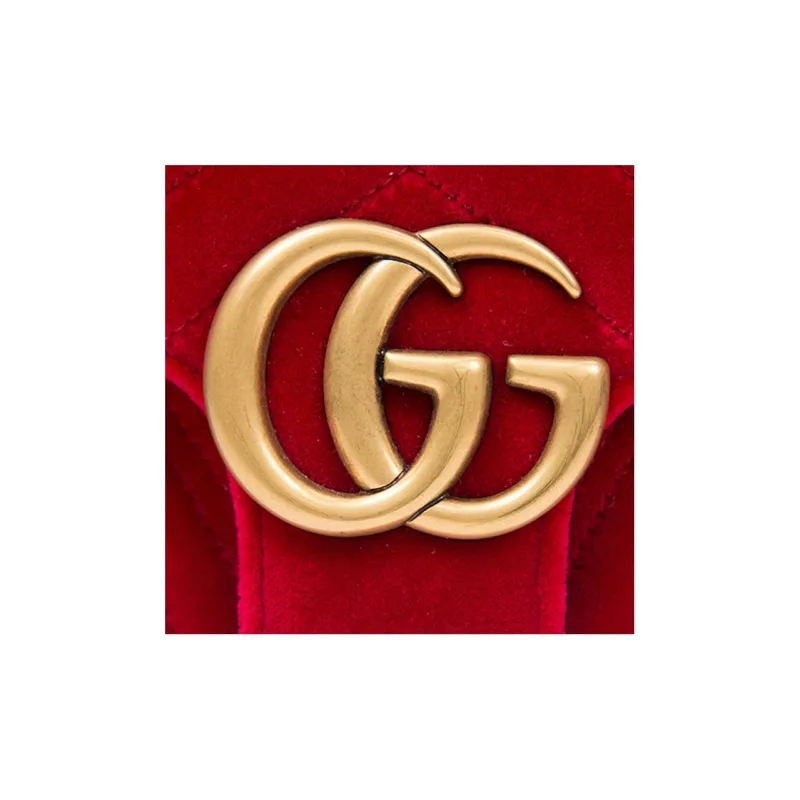 GUCCI Marmont Velour Crossbody Bag, Shoulder Bag Women's Red-4
