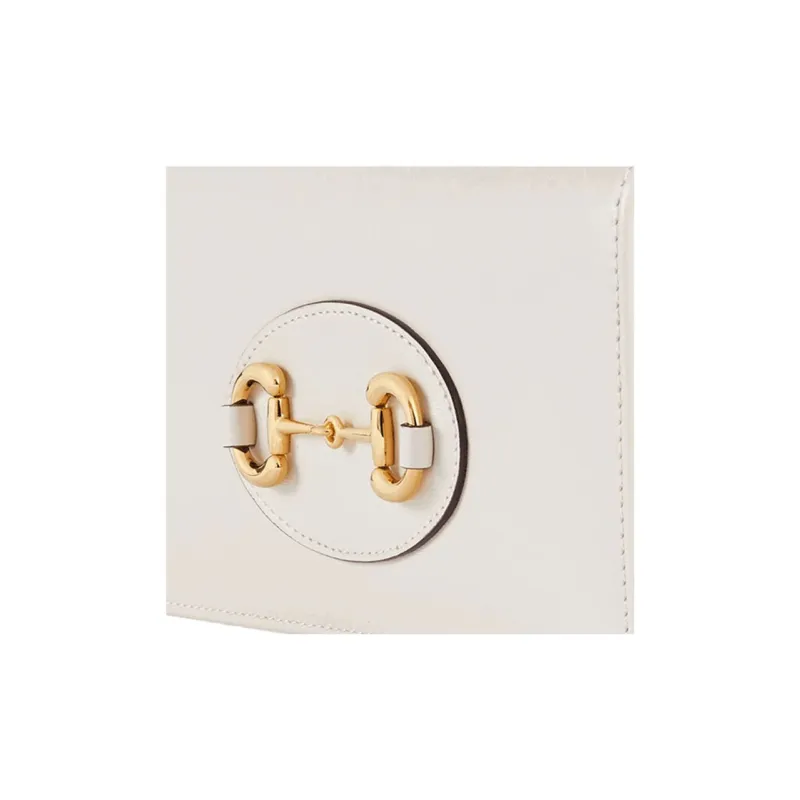GUCCI Horsebit 1955 Leather WOC Mini Bag Shoulder Bag, Crossbody Bag Trumpets Women's White-7