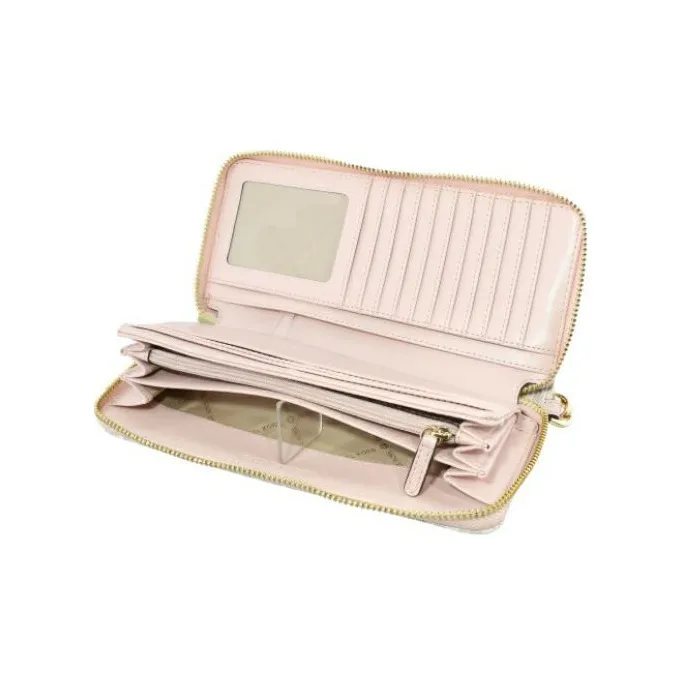 MICHAEL KORS Coated Canvas Wallet Women's Beige & Pink-2