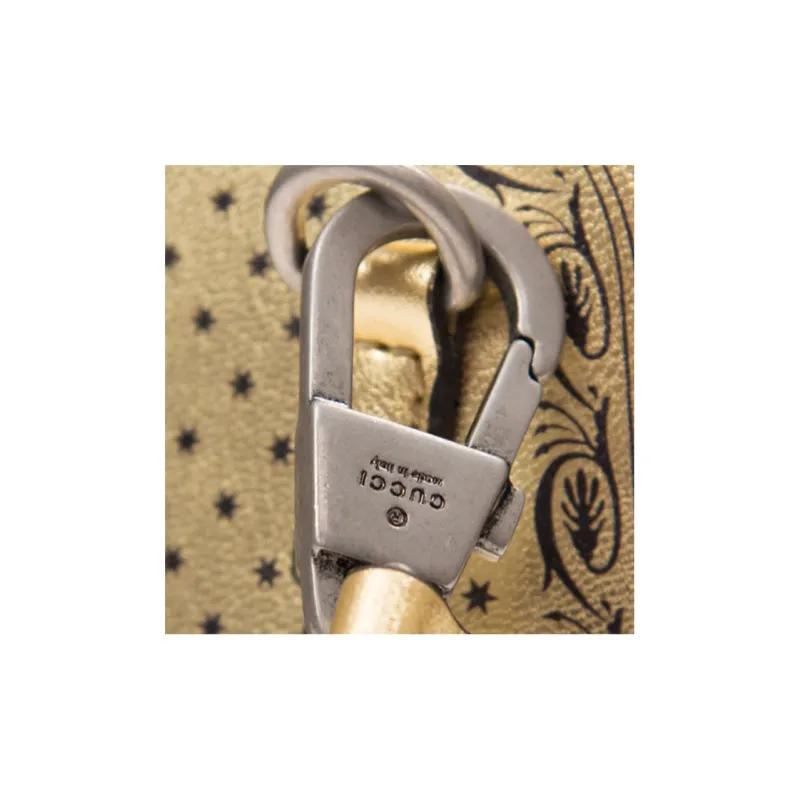 GUCCI Leather Dome Bag Portable Crossbody Bag Shoulder Bag Unisex Gold-3
